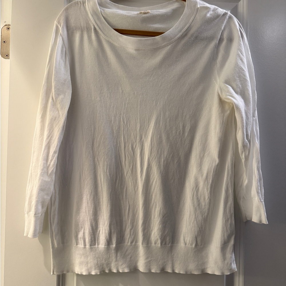 J. Crew White 3/4 Sleeve Cotton Shirt XL